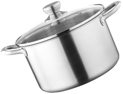TEMPNAP Olla De Acero Inoxidable Para Inducción Con Tapa Apta Para Cocinas Para Preparar Guisos y Sopas Diseño Con Doble Asa Fondo De Distribución Uniforme De Calor
