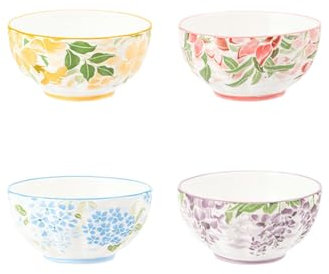 Keramikschale im japanischen Stil, kreative Reisschale, Haushalts-Restaurant, Hotel, Keramikgeschirr-Set, 10,2 cm Teller, Einweg-Rahblume, 4 gemischte Sets