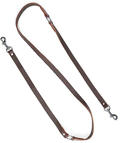 Jack & Russell Hundeleine aus Büffelleder 2,0m | Robuste Hunde Lederleine aus Fettleder | Hochwertige Führleine mit Edelstahl-Karabiner & Ringen, Modell Lucky (Dunkelbraun)