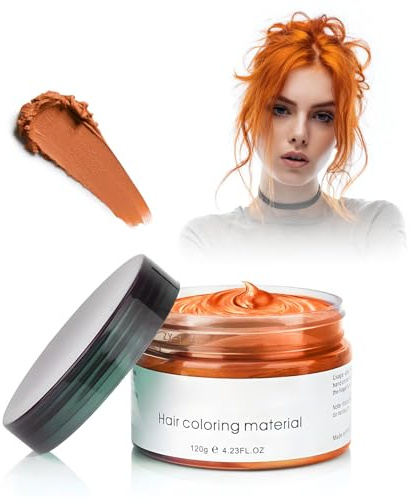 Temporäre Haarfarbe, 4,23 Unzen Haarfarbe Wachs für Männer Frauen, Washable Natürliche Haarfarbes Pomade, Instant Haartönung Dye Haar Wachs für Party, Cosplay,Halloween, für Erwachsene(Orange)