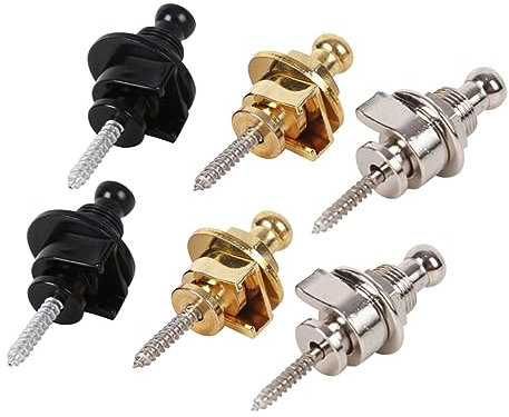 BESPORTBLE 6stücke Teiliges Metall in Gold Silber Und Schwarz Strap Locks Bass Gitarre Langlebig Einfache Installation Ohne Änderung Der Gurtknöpfe Praktisches Gitarrenzubehör