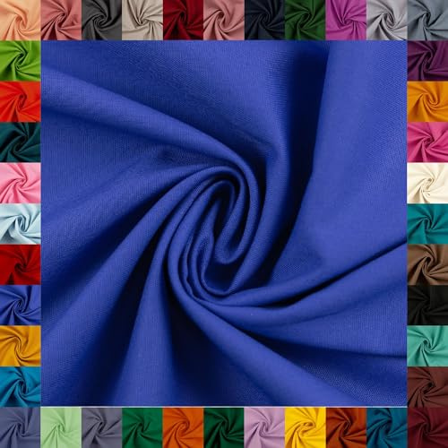 Baumwollstoff HEIDE, 100% Baumwolle, 42 Uni-Farben, Coupons (keine Meterware), ca. 150 cm breit, ca. 160 g/m², Oeko-TEX Standard 100 (royalblau, 0,5 m)