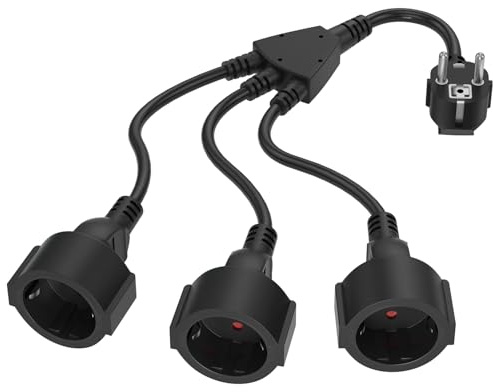 Doppelstecker für Steckdose,3-Fach Steckdosenadapter,Steckdosenverteiler 4000W 16A,Doppelstecker Mehrfachstecker Schuko für Küche, Büro & Haushalt(AC-2 Plug-DE-Black)