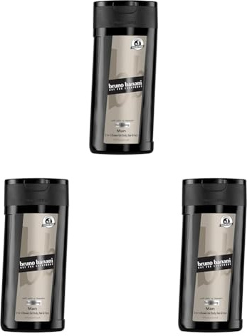 bruno banani Man 3-in-1 Shower Gel für Männer mit klassisch-maskulinem Amber-Fougère-Duft, 250 ml (Packung mit 3)