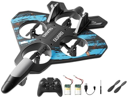 Jiuvaso Avion télécommandé RC Planeur Anti- pour Enfants Adultes Roll 6CH Fighter Jet Modèle EVA Aircraft, Bleu