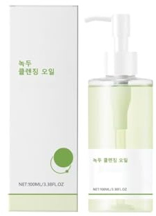 Huile nettoyante au haricot mungo, 200 ml, sans parfum, non comédogène, efficace pour éliminer les points noirs et les pores en profondeur, adaptée aux peaux sensibles. Double nettoyage.