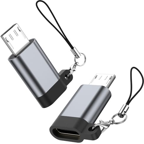 2 Pack Adapter USB C Auf Micro USB, USB Typ C (Female) zu Micro-USB (Male) Adapter für Samsung, Huawei, Xiaomi, Power Bank (avec Longe)
