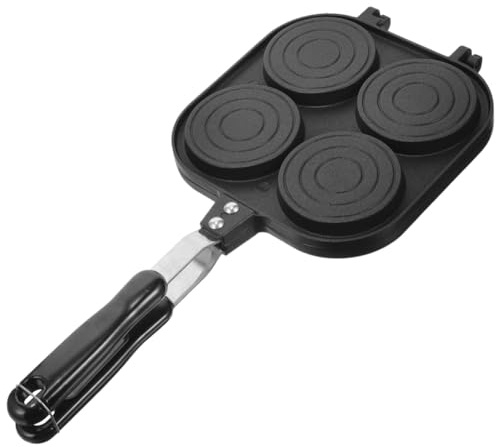 Fangxuee Padella per Torta su Ruota, Padella per Pancake A Doppia Faccia, per Hamburger, Padella per Uova Multi-Foro, Padella Antiaderente per Uova, 1 Set