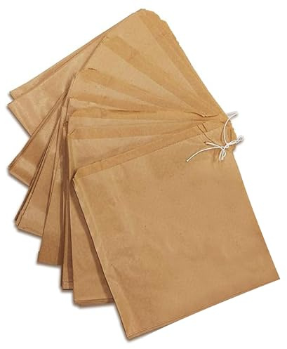 Somwell – 100 x Brown Paper Bags, Eco Friendly Brown Kraft Paper Bags For Sweets, Candy, Grocery, Fruit, Gifts, Crafts & Retail Packaging - Recyclable & Biodegradable (100, 7 x 7)
