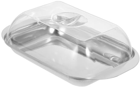 Healifty Caja de Mantequilla de Acero Inoxidable con Tapa Práctica y Base Antideslizante Recipiente para Conservar Mantequilla Cocina y Repostería