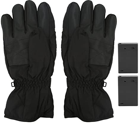 plplaaoo Gants chauffants électriques alimentés par batterie gants thermiques d'hiver imperméables pour le ski cyclisme matériau en polyester dragonne réglable verrouillage anti-perte (Noir Gris)