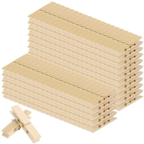 JAPCHET Wooden Clothespins, 300 Pack, 6.1 x 1.1 cm Wooden Pegs for Laundry Photos Crafts Decoration