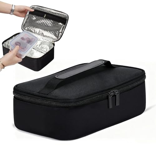 Megcdtr Insulated Lunch Bag, 3.6L Portable Insulated Bag(28×18×8cm/Black) | Leakproof Portable Cooler Bag, Durable Small Insulated Lunch Bag with Handle for Work School Outdoor Picnic Camping