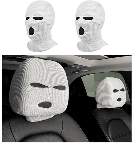 2 st personligt personligt roligt nackstödsskydd för bil – heltäckande ansiktsmask stil skidmask wrap, bil framsäte vila dekoration, universellt bilinredningstillbehör