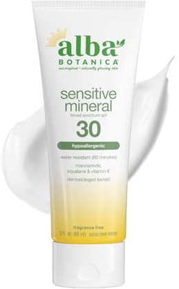 Alba Botanica Sensitive Mineral Sunscreen Lotion SPF 30, 3 Oz