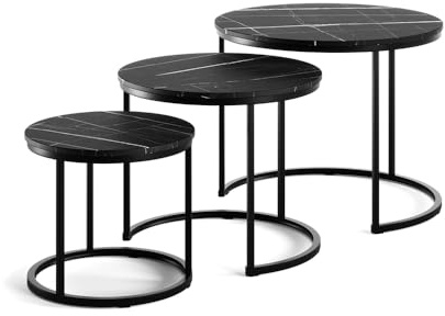 Vicco Set di tavolini da caffè Montreal, Marmo nero, 55 x 55 cm