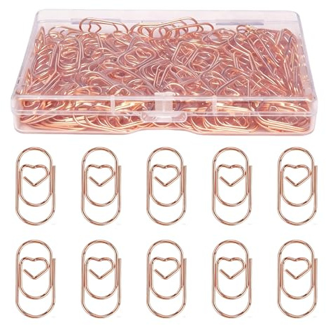 Büroklammern Herz Gold 150 Stück Klein Büroklammern Set mit Transparentbox, Herz Paper Clips Herz Paperclips für Büro Schule Klassenzimmer Aktenklammer