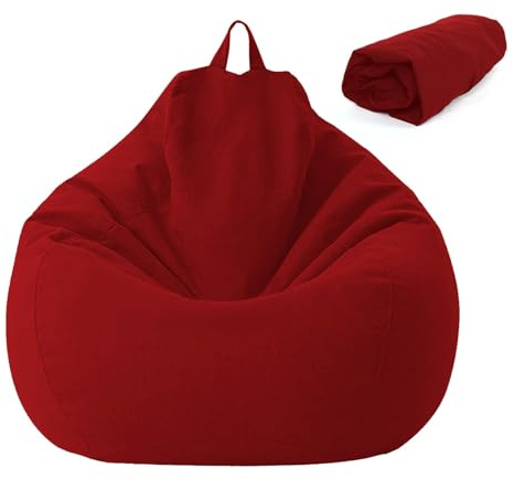 Yunlaishaocer Poltrona Sacco Bambini e Adulti,80x90CM Bean Bag (Senza Imbottitura), Pouf Morbido Sacco con Chiusura Lampo, Antipolvere Fodera per Poltrona a Sacco, adatto Soggiorni, Camere (Rosso)