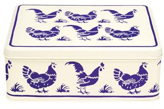 Elite tins Emma Bridgewater - Scatola di latta rettangolare con galline blu, 195 x 174 x 75 mm