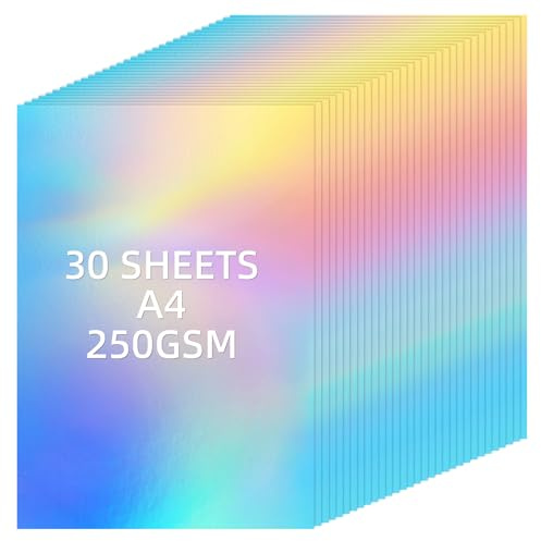 APXEL Bastelkarton A4, 60 Blatt Spiegelkarton Farbverläufe 250g/m² Bedruckbare Kartonpapier Buntes A4 Papier Glitter Bastelpapier für Schule DIY Handwerk Scrapbooking GrußKarten (21x29.7cm )
