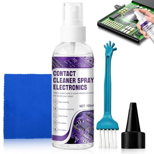 Limpia Contactos,Limpiador de Contactos Electronicos,Incluye Cepillo 100ml | Limpiador de Contactos Incluye Toalla Limpieza Segura, Elimina Residuos para Productos Electrónicos y Placas de Circuitos