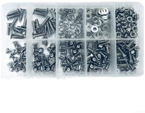 Tornillos ranurados cruzados avellanados fabricados con acero inoxidable 304 con tuercas y arandelas para uso en exteriores a largo plazo