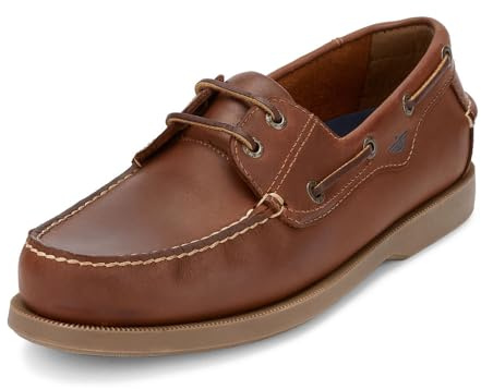 DOCKERS Castaway Mens Boat Shoes Classic Leather Casual Shoes for Men, Tan, 10.5 Wide