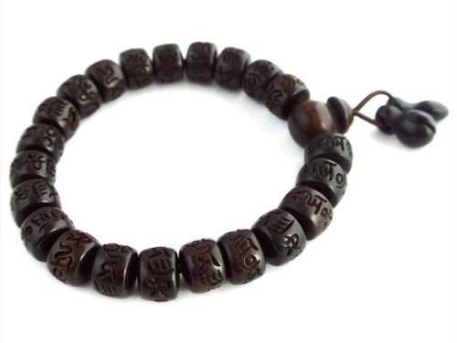Agathe Creation - Bracciale a rosario bouddista, perle in legno, per preghiera MUYU, perle di diametro 9,5 mm, Buddha, fatto a mano
