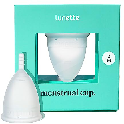 Lunette Copa Menstrual Reutilizable 100% Silicona de Grado Médico - Clear - Modelo 2 para Flujo Normal o Abundante