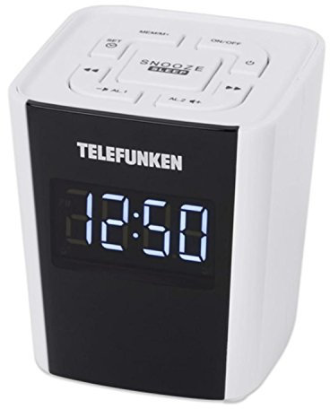 Telefunken Radio-réveil R1000 | Blanc | Affichage 12/24h | | FM et numérique Tuner PLL – Touche répétition