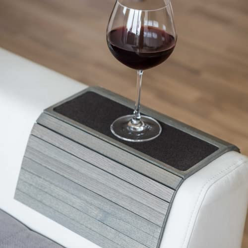 EWART WOODS Sofa Armablage Tisch Couch Nachttisch Holz Untersetzer Kaffeetasse Faltbare Armlehne Caddy Endschutz Klappbar Wohnzimmer Möbel Matte TV Stuhl Tische Tabletts (Olivgrün mit Stoffplatz)