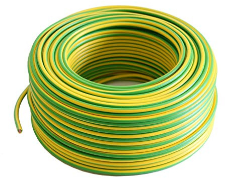 Aumero - Haus & Garten Aderleitung - Verdrahtungsleitung - Erdungskabel - Einzelader flexibel - PVC Leitung - H07 V-K 16 mm² - Farbe: gelb/grün - 10m/25m/50m/100 m frei wählbar (20 Meter)