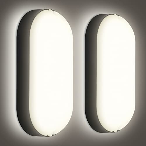 Herrselsam 2Stücke 15W LED Außenleuchte Wandleuchte Außenwandleuchte 4000K Neutralweiß IP54 wasserdicht für Garten Terrasse Garage Flur Keller