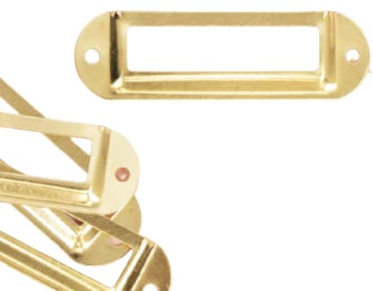 Craftelier - Set mit 4 Etikettenhaltern aus Metall zum Dekorieren Ihrer Scrapbooking-Projekte und zum Beschriften von Alben, Notizbüchern oder Organisationsboxen | Größe ca. 7 x 2 cm - Goldfarbe