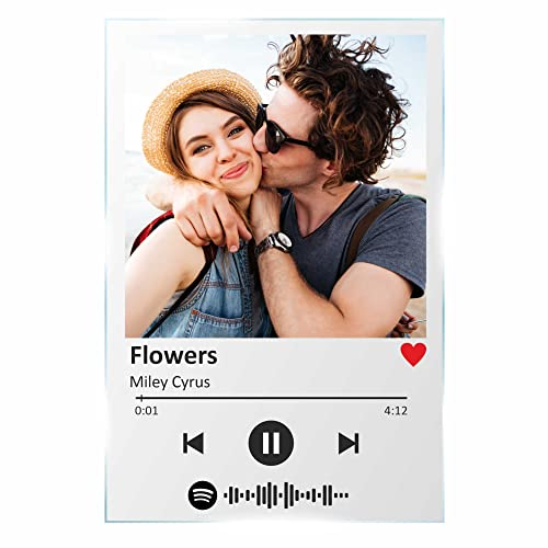 INDIGOS Musik Bild - Song Cover - XXL - 80x60 cm - Spotify - personalisiert - Geschenk - Acrylglas - für Frauen & Männer - individuell mit Wunsch Foto und Wunsch Text - Fotogeschenk für Sie & Ihn