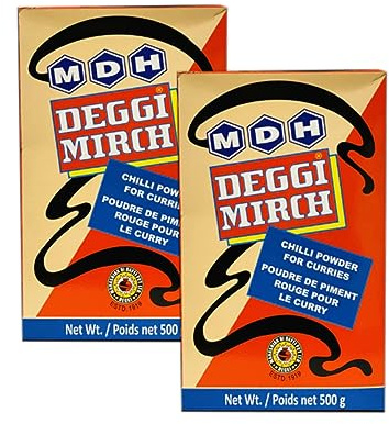 MDH Various Seasoning Masala Powder - Spices Mix Curry Masala Recipe Mixes Casserole Seasoning Herbs - Aromatic & Enhances the flavor of the meal (Deggi Mirch (500g), Pack of 2)