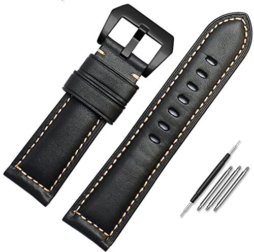 DJDLFA Leder-Uhrenarmband für Herren, geeignet für Panerai Seiko Citizen Jeep, italienische Leder-Uhrenkette, 22 mm, 24 mm, 26 mm Uhrenarmbänder, 24 mm, Achat