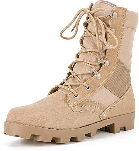 QAXZESA de los hombres Botas militares de combate del desierto Botas militares de patrulla táctica Trabajar Zapatos con cordones Seguridad Motocicleta Senderismo,Desert-41