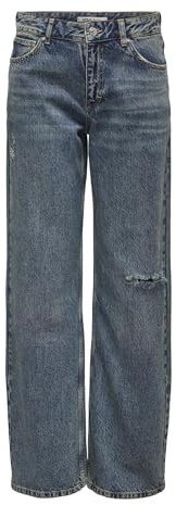 ONLY Damen Onlcobain Reg Wide Tint DNM Dot Jeans, Dark Blue Denim/Detail:Tinted, 31W x 32L