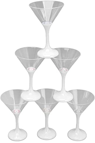 Fdit 6Pcs Plastic Led Martini Glasses Light Cup Cocktail Cup Luminous Cup 210Ml Props Party Cocktail Mug Pub with Celebration Party for Martini Glasses
