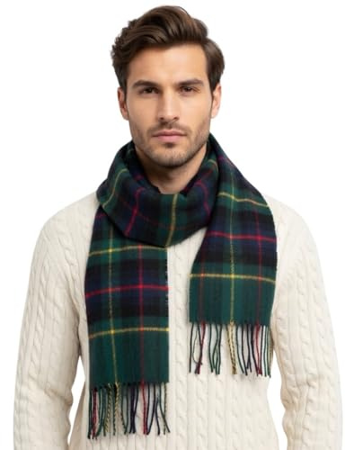 MA.AL.BI 1947 Sciarpa 100% pura lana made in Italy unisex scozzese tartan, consegnata in busta regalo. (verde giallo)