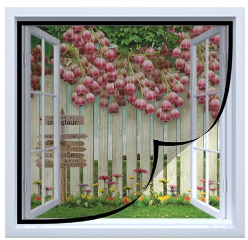Flugnät för fönster 90x130cm Insektsskydd självhäftande kardborreband - myggskydd utan borrning, flugnät lämpligt för vardagsrumsfönster och dörrar,svart