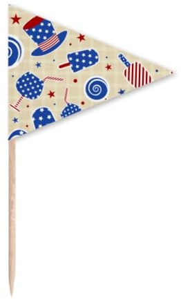 Cupcake-Topper, Motiv: USA-Hut, Süßigkeiten, Eisstern, Festival, Zahnstocher, Dreieck, Cupcake-Dekoration