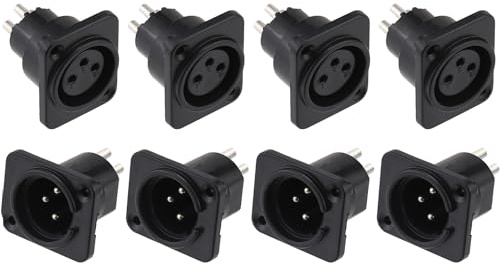 Greluma 8 St Panelmonterad XLR-kontakt/uttag, 3-stifts XLR-hane/honkontakt för mikrofon, Nickelpläterade kopparkontakter