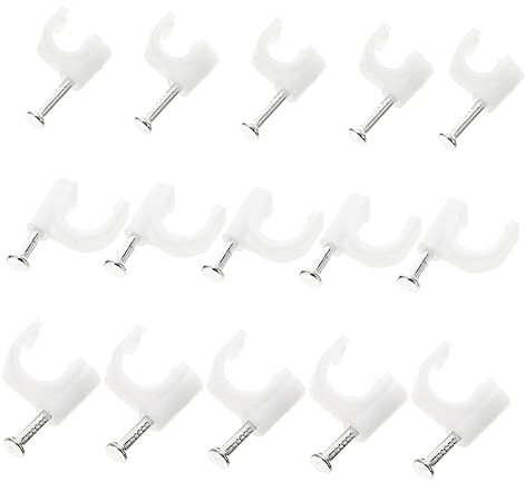 HOMSFOU Clips para Cables de Red para Organización de Cables Clavos de Acero, 3 Cajas de Abrazaderas de 6mm, 7mm y 8mm, Fáciles de Instalar en Hogar y Oficina