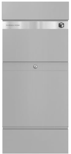 Briefkasten Manufaktur Freistehende Paketbox KLEIST Edition - Design Elegance 2 - Paketbriefkasten - XXL Briefkasten mit Namen graviert (RAL 9007 graualuminium)