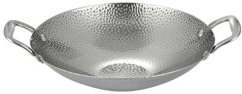 PENGYONBR Wok pequeño de Acero Inoxidable, Mini Wok de Doble Mango de 9 Pulgadas, Wok de Fondo Redondo Antiadherente, Wok de inducción Grueso for saltear, sopas y pastas/401