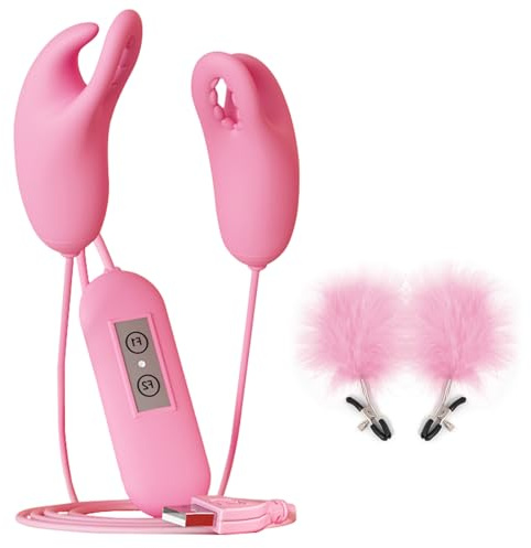 BDSMYOU Pinces à Tétons Vibration pour Femmes,Avec 10 Modes de Vibration,Clip Tétons 2 Pièces Réglable,Fétiche SM Pinces à Tétons Femmes,Jouets BDSMs Durs,Kit Sextoys Femmes,Jouets Sexuels pour Couple