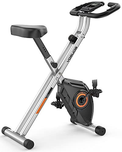 YOSUDA Heimtrainer Fahrrad Klappbar, Faltbares Heimtrainer 150kg Belastbar, Platzsparendes Heimtrainer mit Integriertes Widerstandsband, 8 Magnetische Widerstandsstufen (2 IN 1)