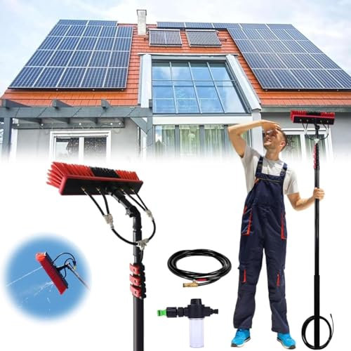 YANNIES Telescopic Rod Window Cleaning Water Guide, 3.6-10.8M Telescopic Pole Universal Washing Brush PV System Cleaning Device, for Solar Systems and Windows 35CM,6M